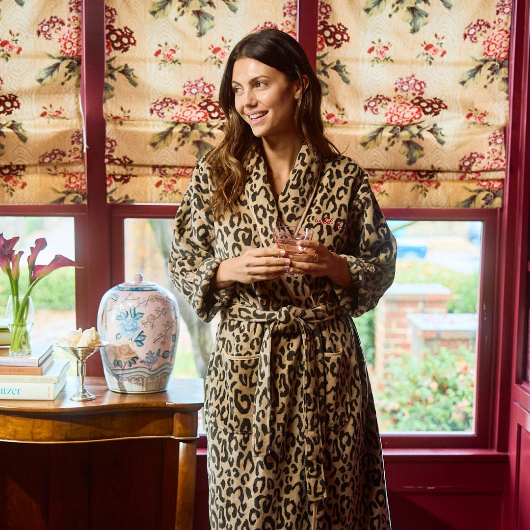 Women’s Long Plush Robe Leopard