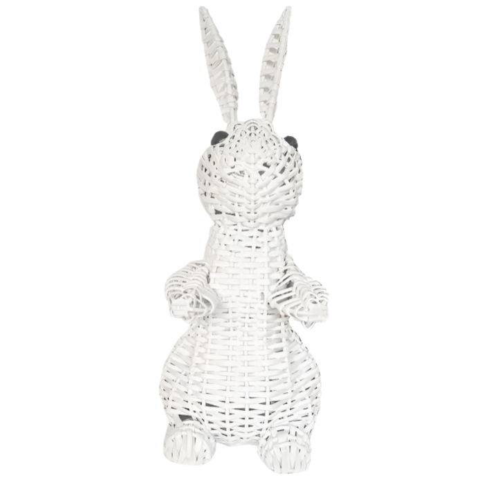 White Standing Bunny Figurine made from wicker