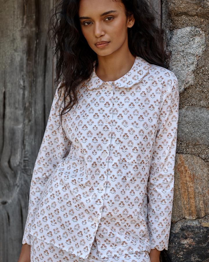 Petite Plume Women's Twill Colette Pajama Set in Estate Garden