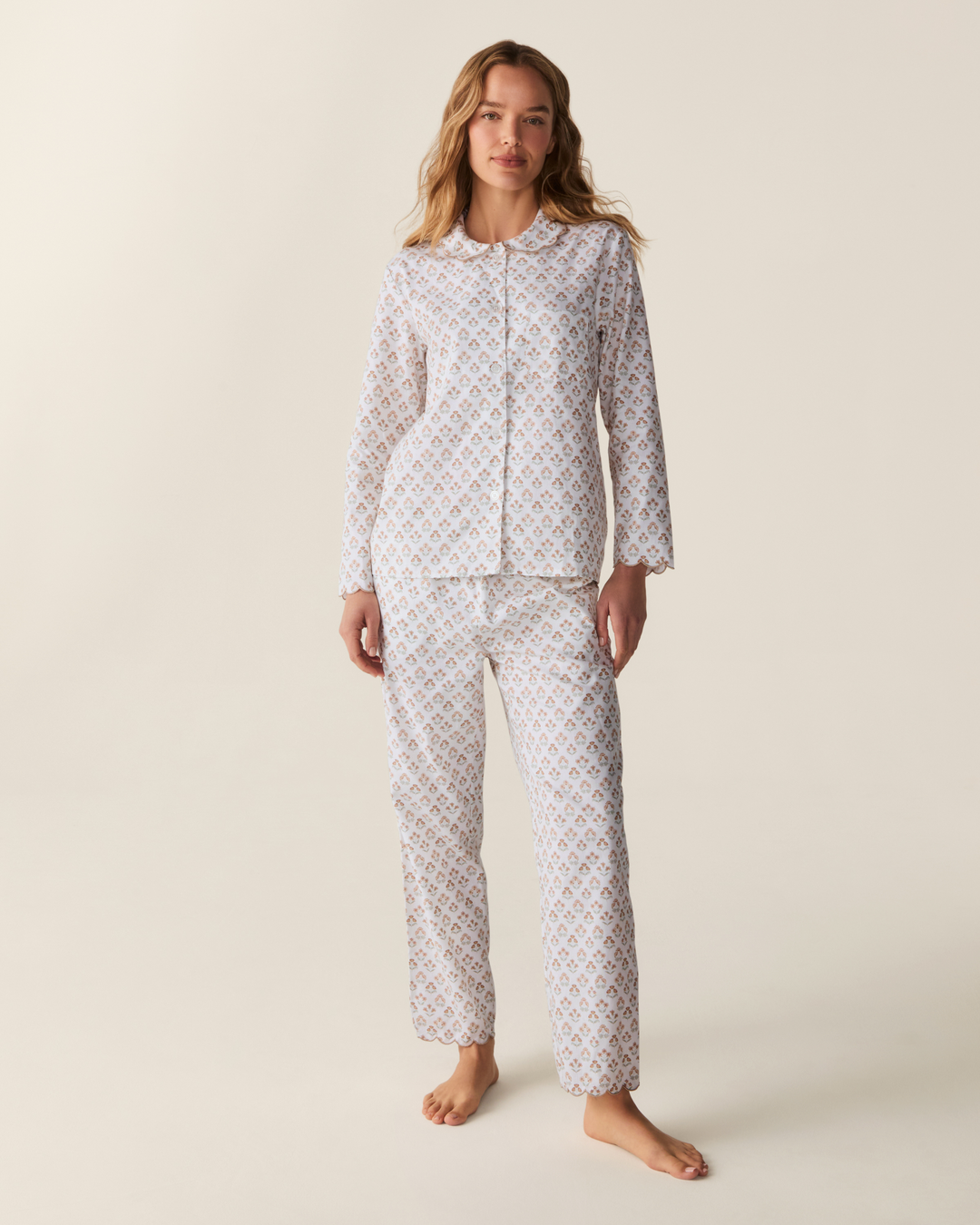 Petite Plume Women's Twill Colette Pajama Set in Estate Garden