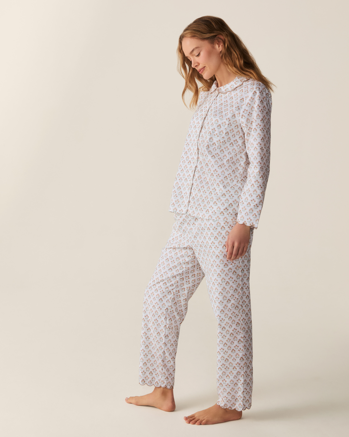 Petite Plume Women's Twill Colette Pajama Set in Estate Garden
