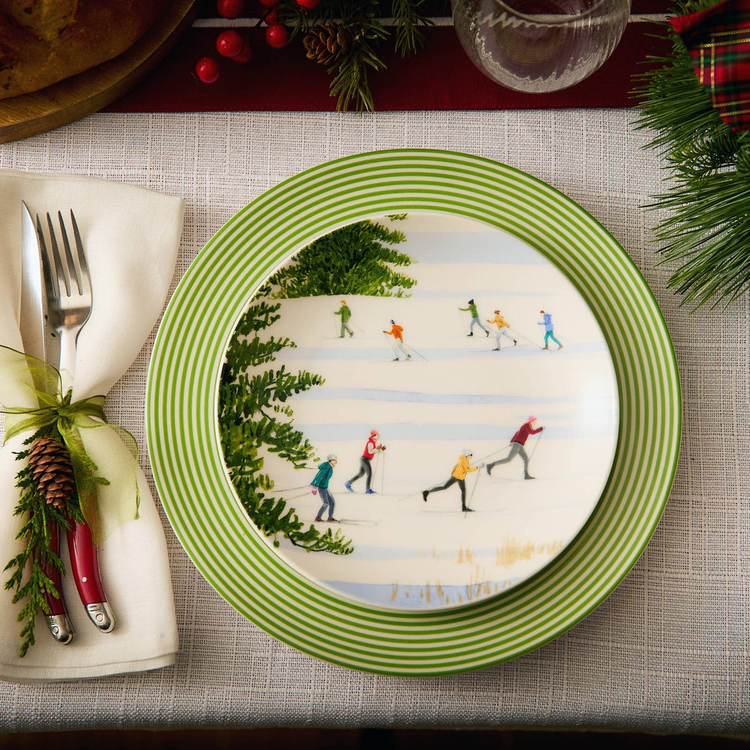 Newport Stripe Verde Rimmed Dinner Plate