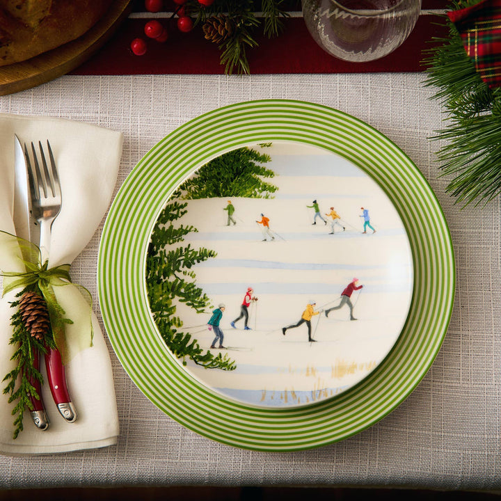Newport Stripe Verde Rimmed Dinner Plate