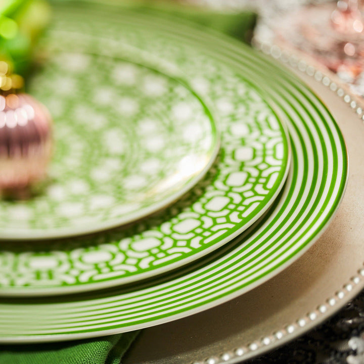 Newport Stripe Verde Rimmed Dinner Plate