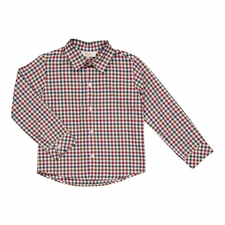 Arthur Shirt in burgundy and pine gingham