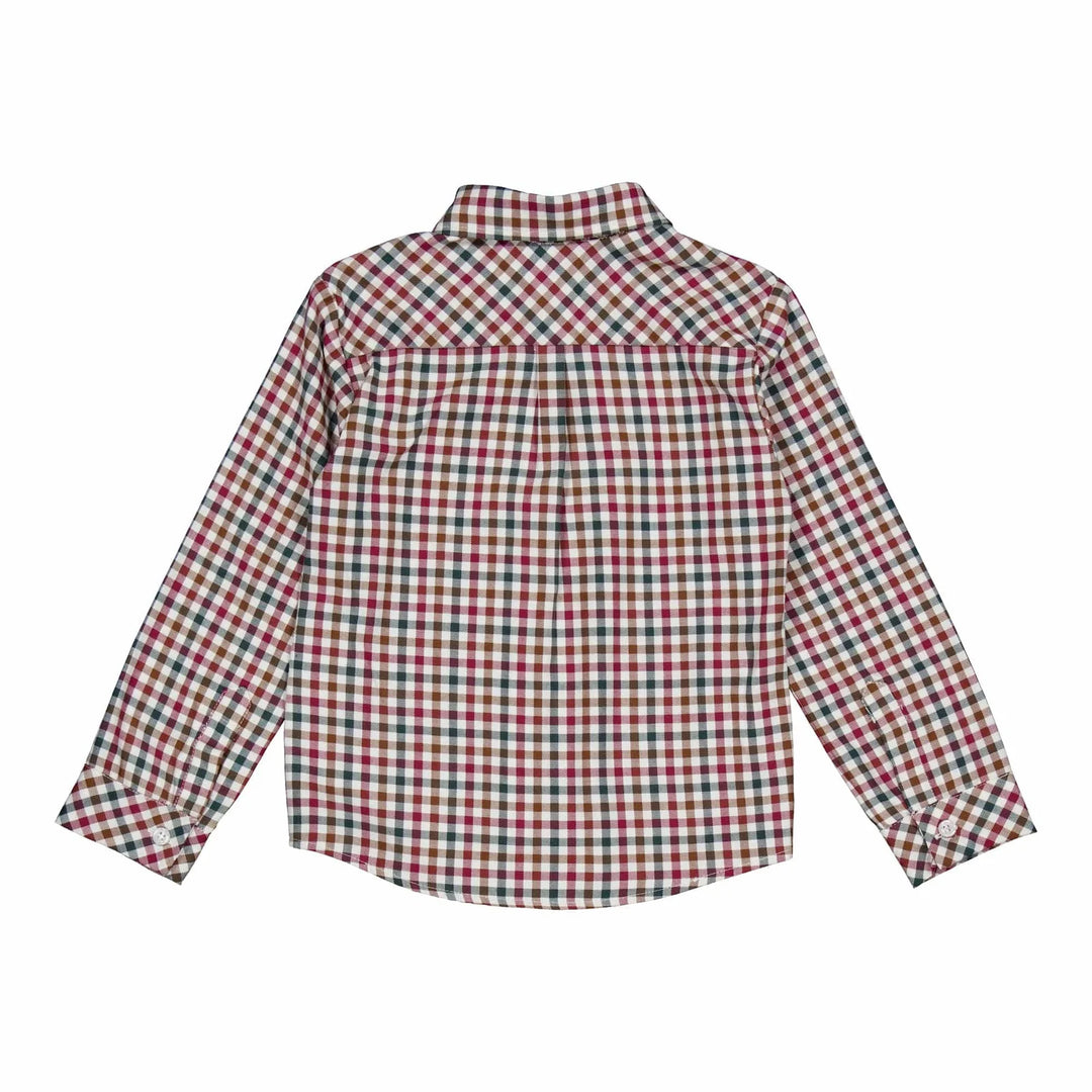 Arthur Shirt in burgundy and pine gingham