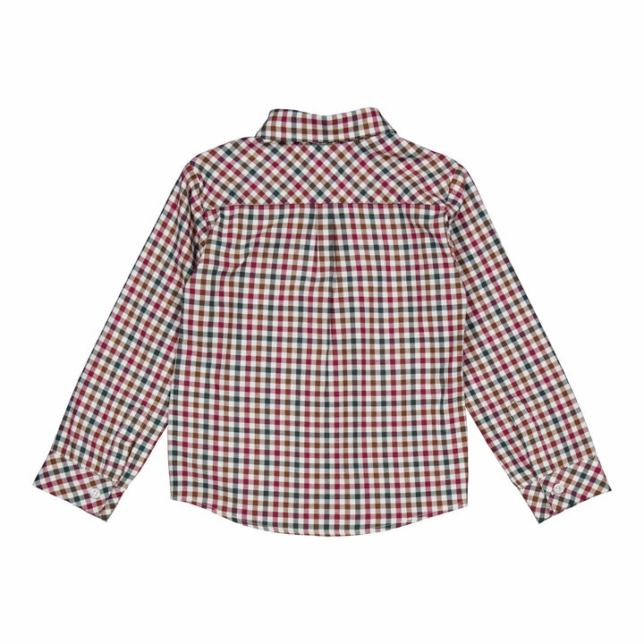Arthur Shirt in burgundy and pine gingham
