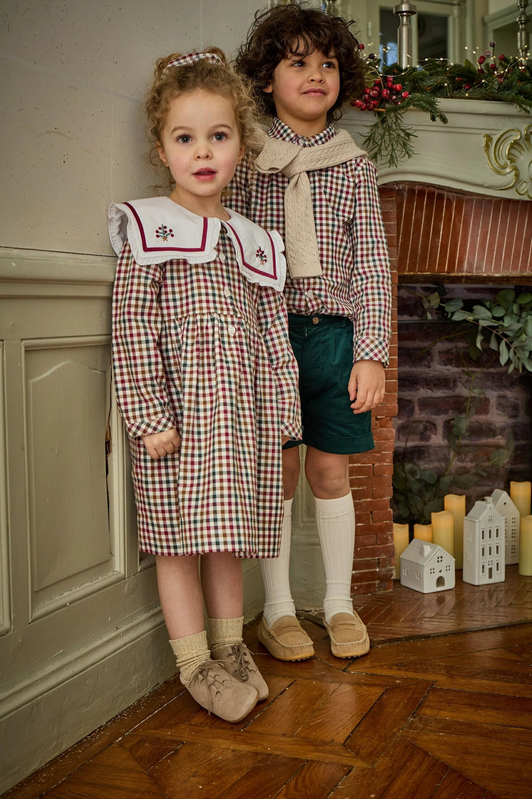 Arthur Shirt in burgundy and pine gingham