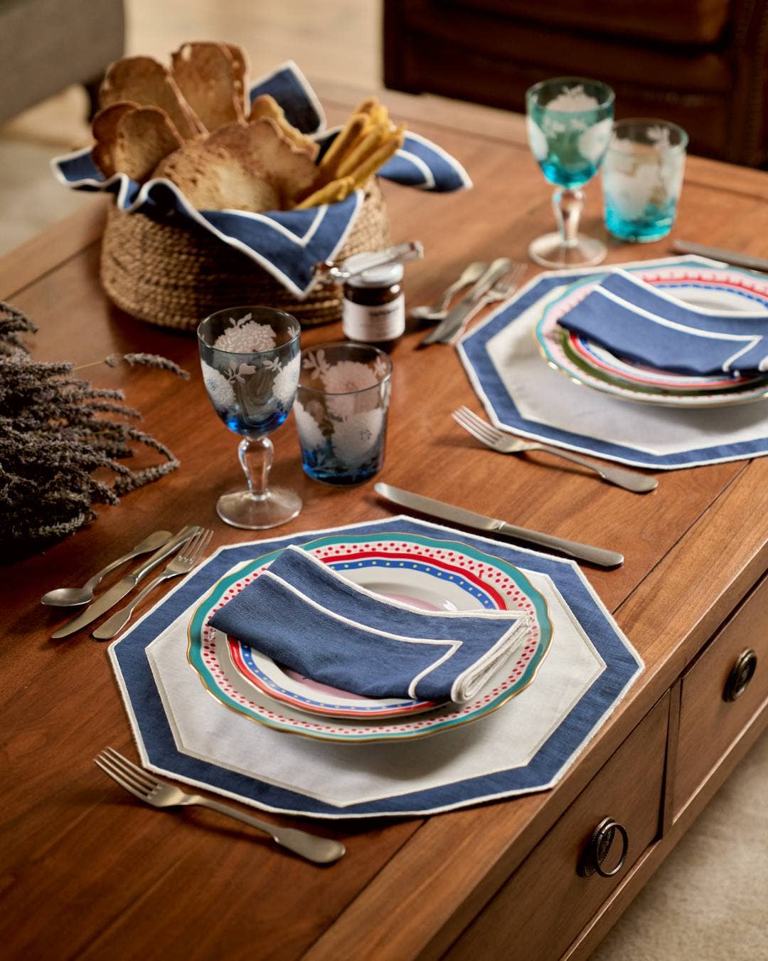 Douro Napkin, Blue with White - Set of 6