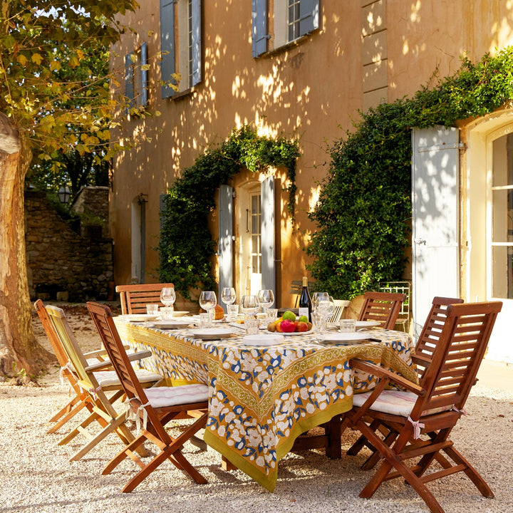 Forest Harvest Mustard & Blue | French Tablecloths