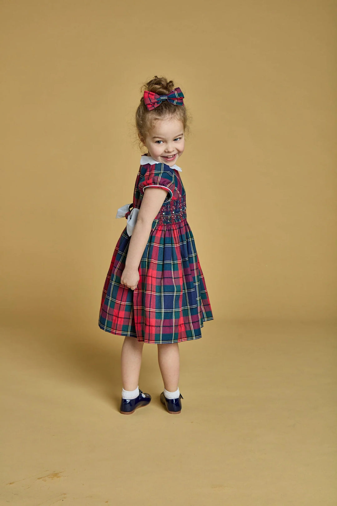 Bonnie hair clip in navy and red tartan