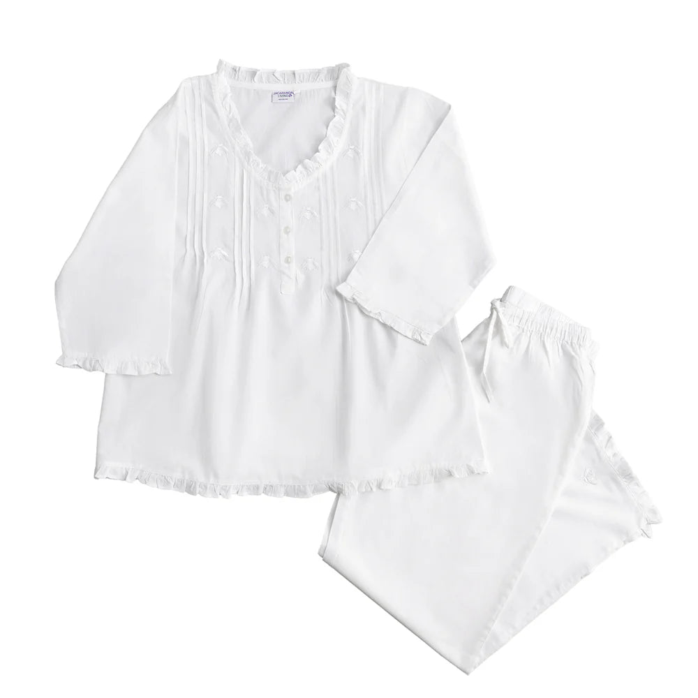 white cotton pajama set