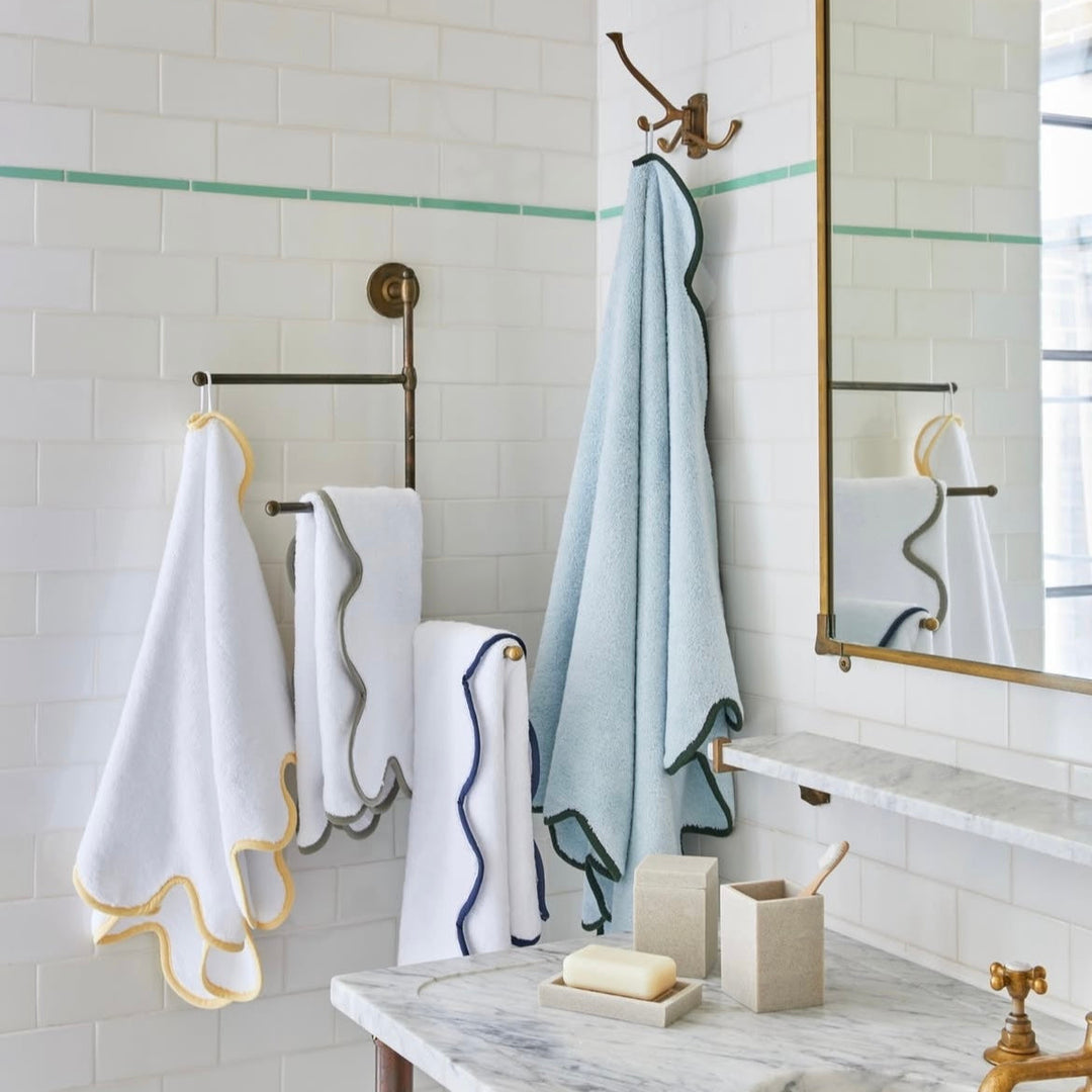 Cherish Towels - White/Navy