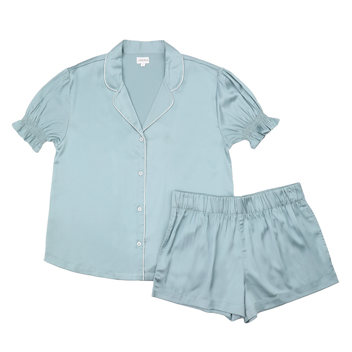 Chloe Satin Short Set - Blue