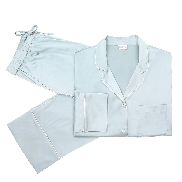 Chloe Satin Pajamas Set - Blue