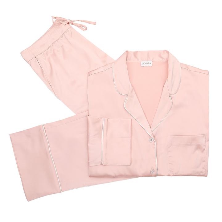 Chloe Satin Pajamas Set - Pink