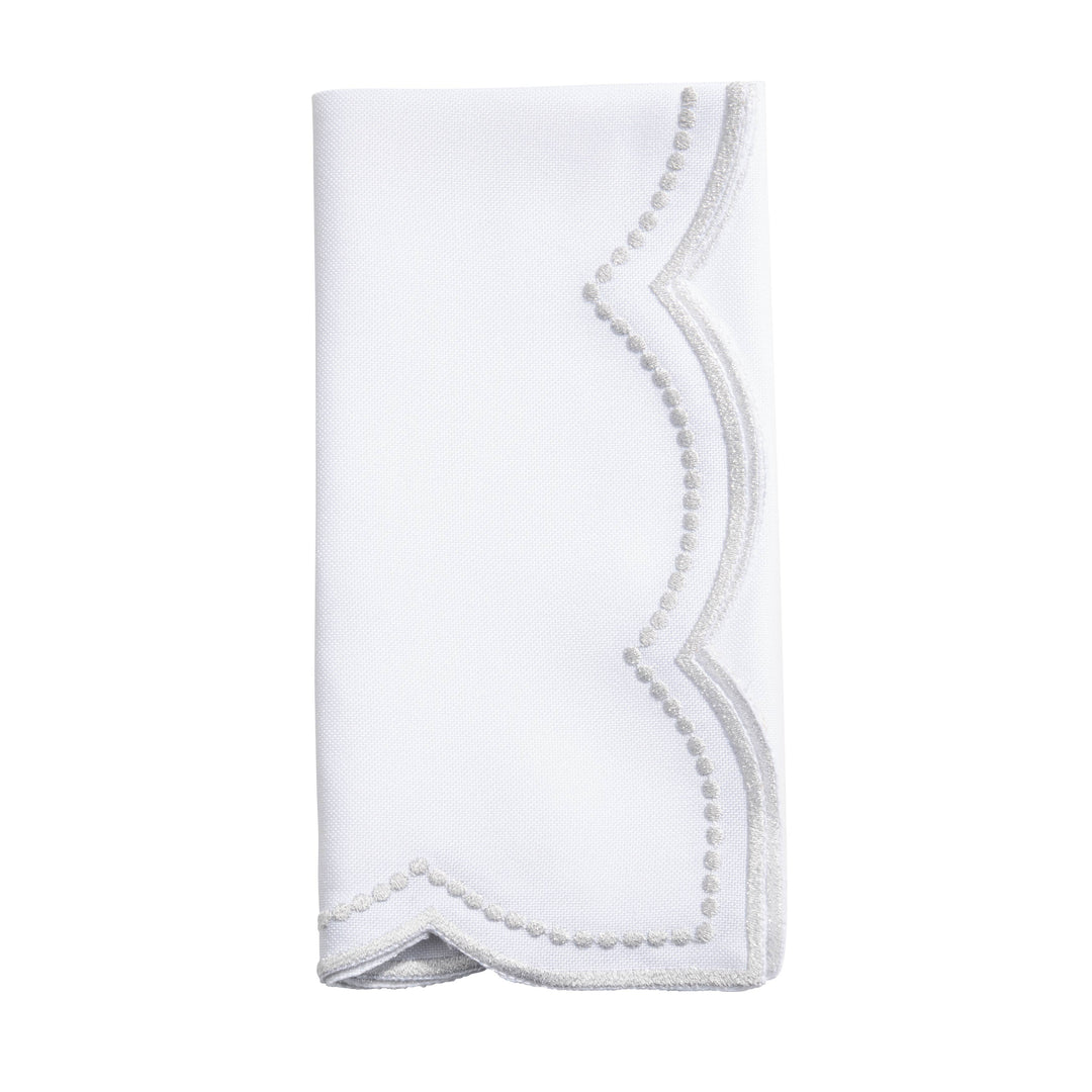 Embroidered Napkin with Scallop Edge - Set of 4