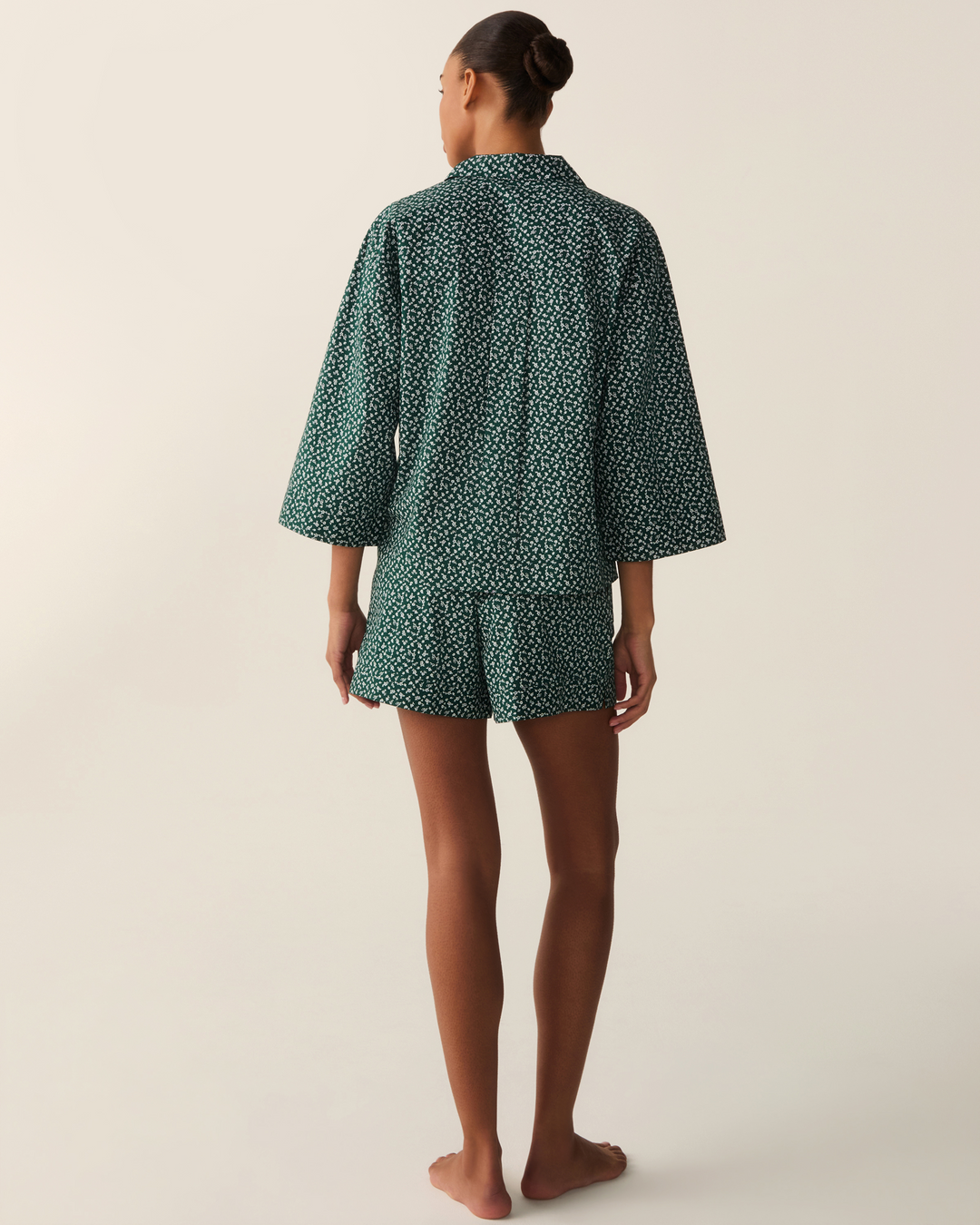 The Olivia Poplin Short Set in Ditsy Waltz Evergreen