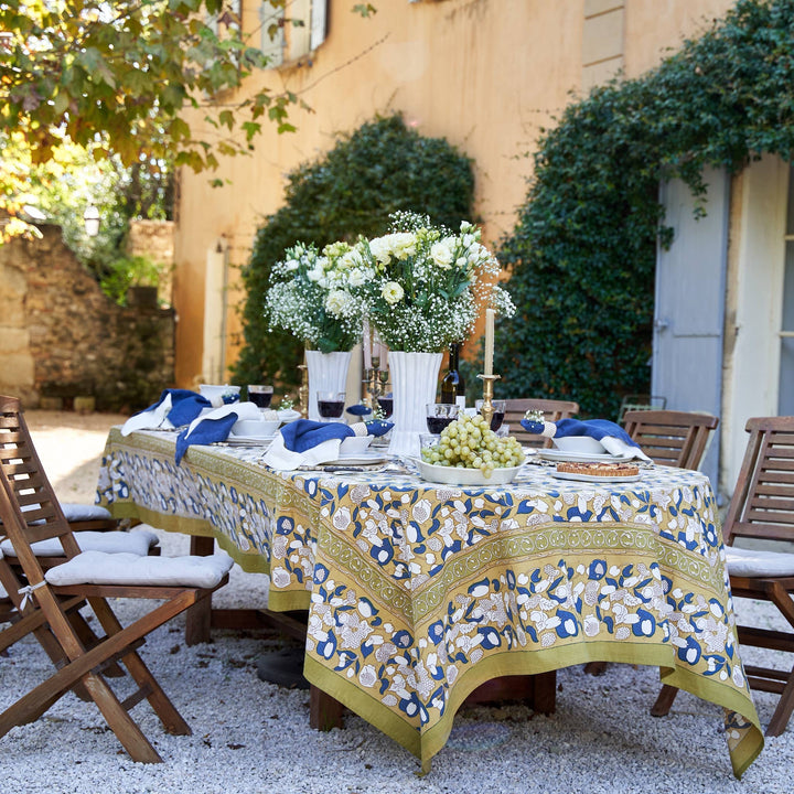 Forest Harvest Mustard & Blue | French Tablecloths