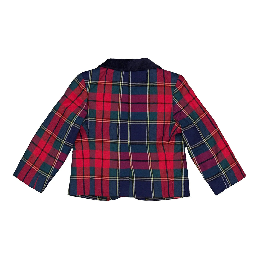 Edgard, boy jacket, in navy and red tartan
