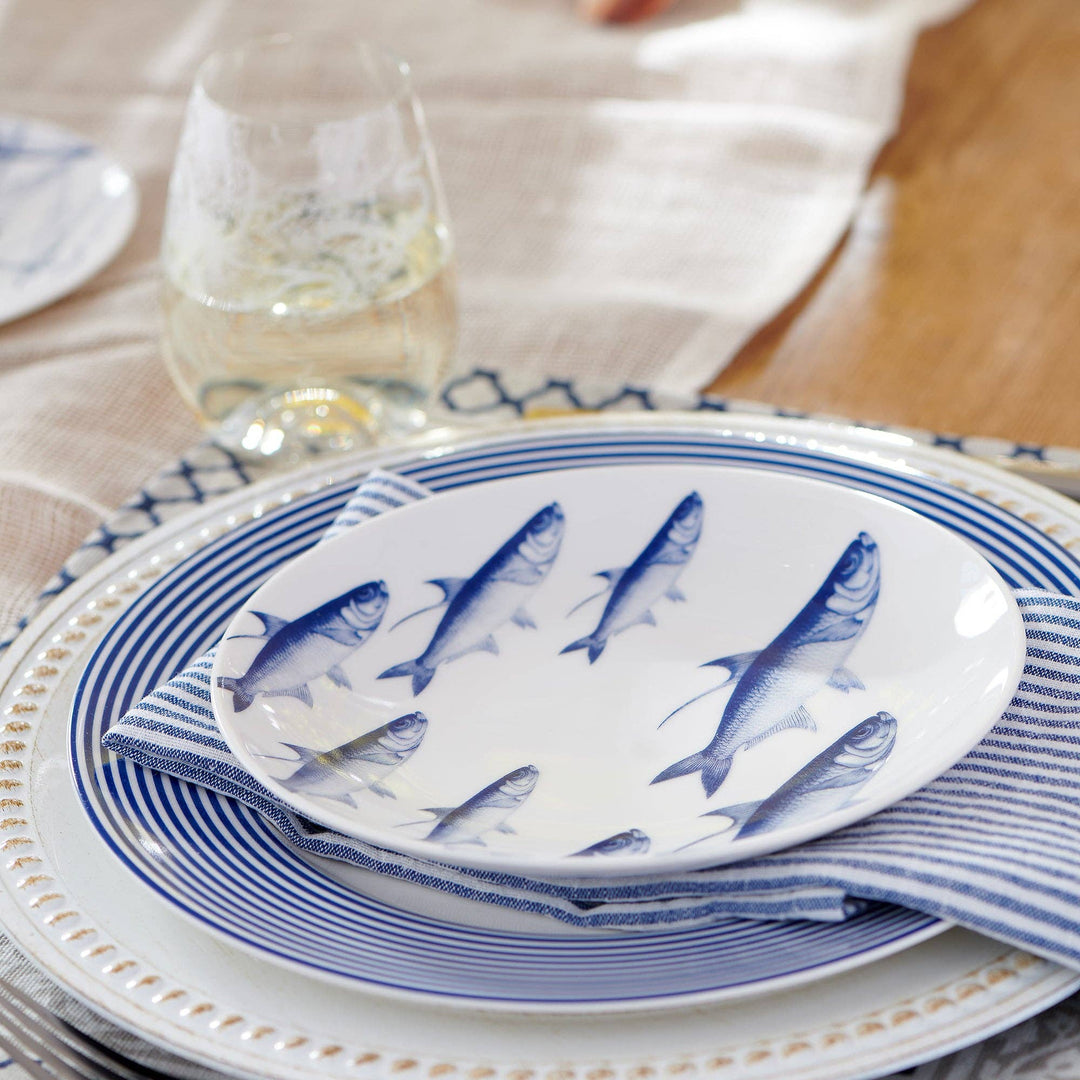 Newport Stripe Navy Rimmed Dinner Plate