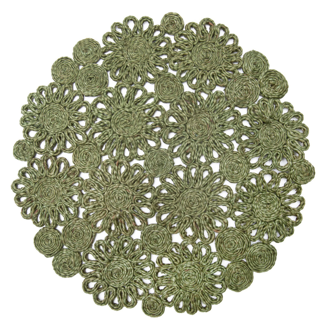 Daisy Jute Green Placemat - Set of 4