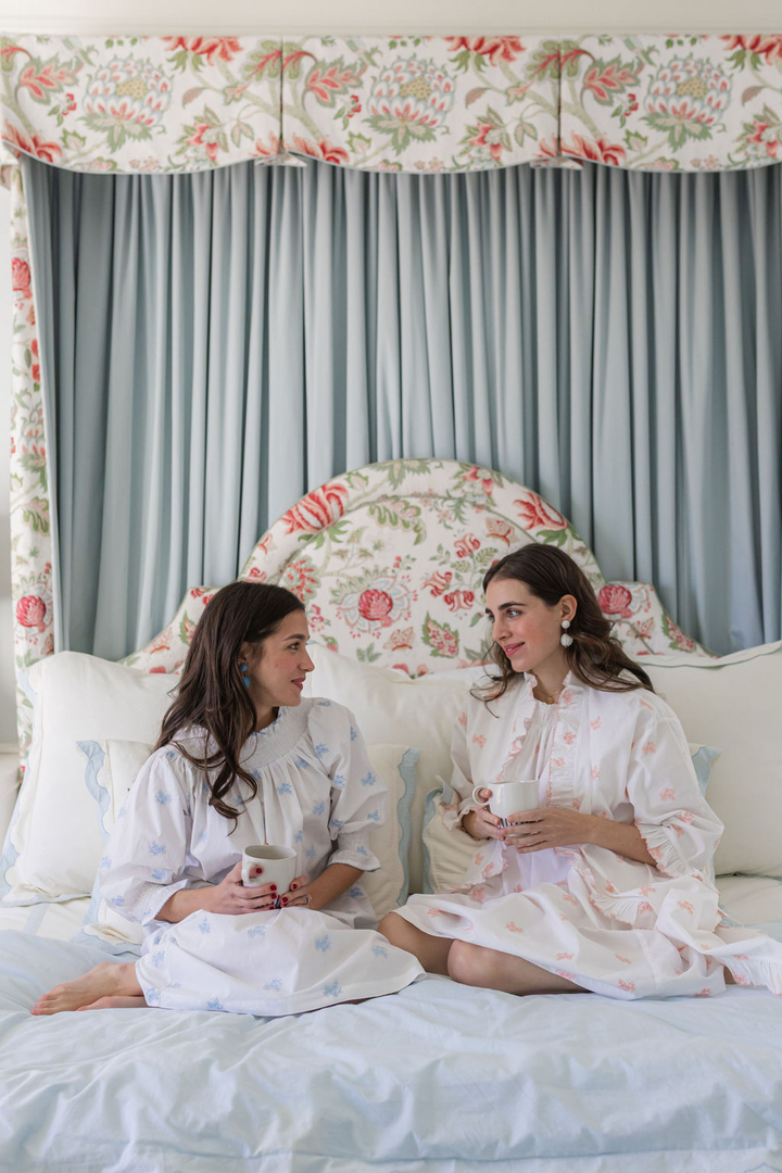 Nancy Cotton Embroidered Ruffle Robe - Pink