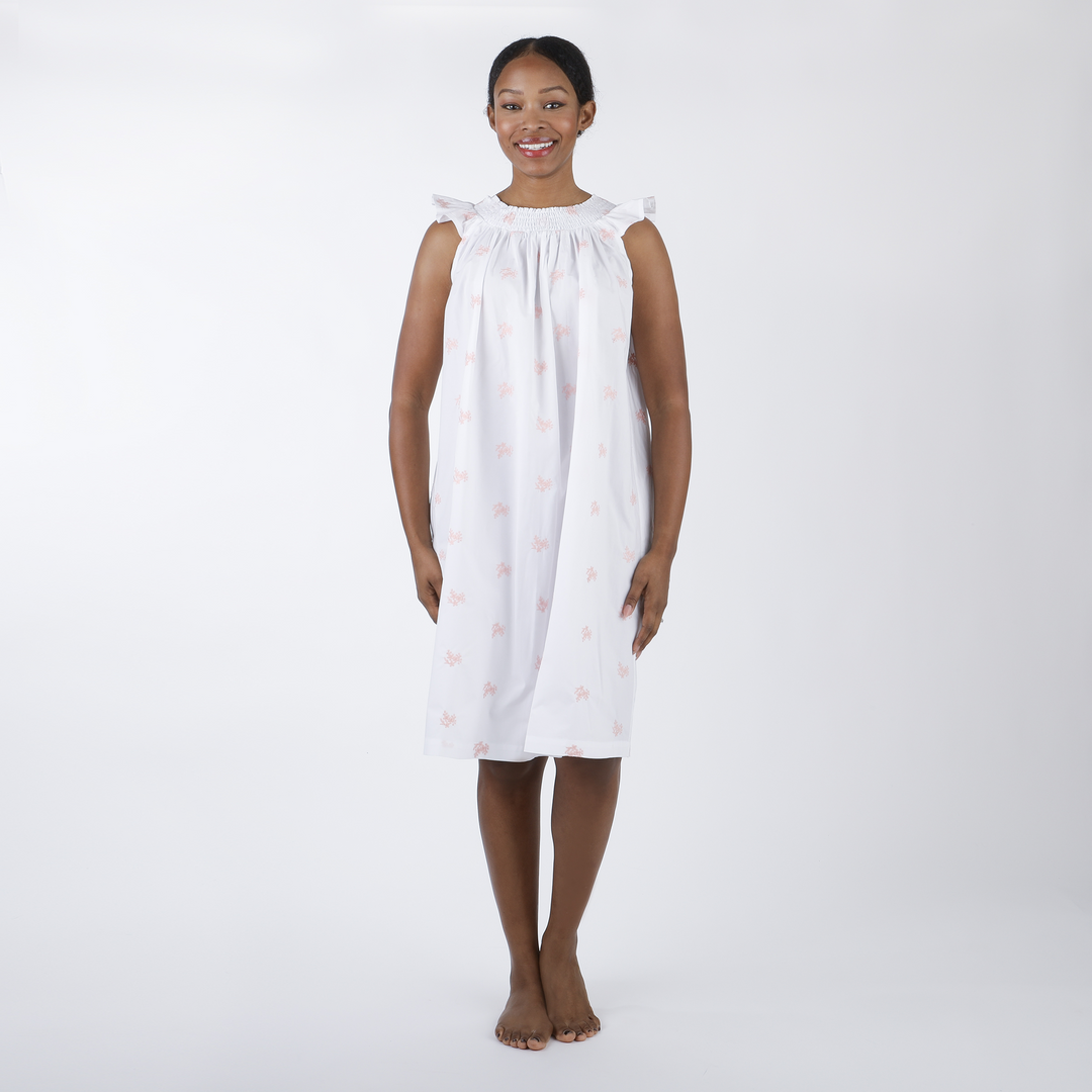 Nancy Cotton Embroidered Nightgown - Pink