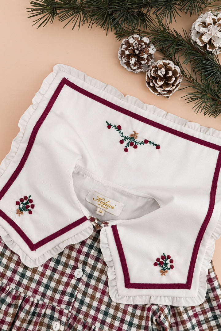Paola dress in Burgundy and pine gingham