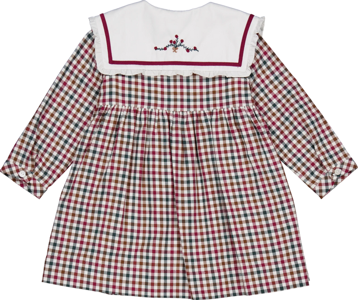 Paola dress in Burgundy and pine gingham
