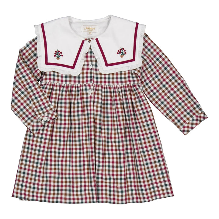 Paola dress in Burgundy and pine gingham