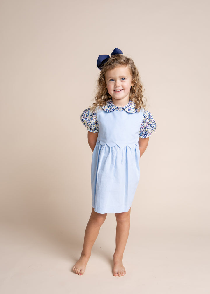 Percy & Tyne Sophie Blouse & Blue Scallop Jumper in Posy Floral