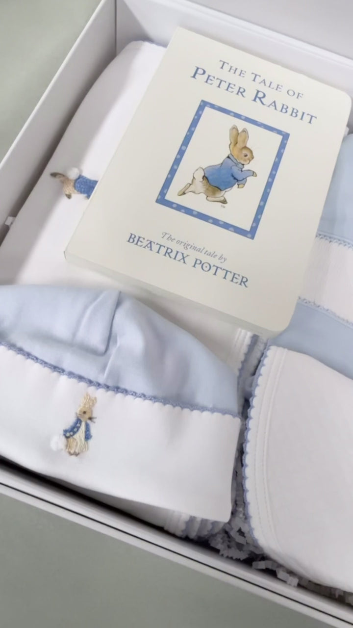 Baby Boy Hand Embroidered Bunny Gift Set